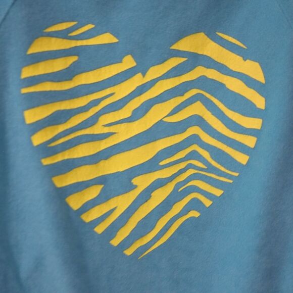 Joe Boxer Blue and Yellow Heart Terry Cloth Full Zip Hoodie Jacket Medium - Picture 5 of 11